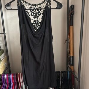 Black Raceback style Tank top with lace detail